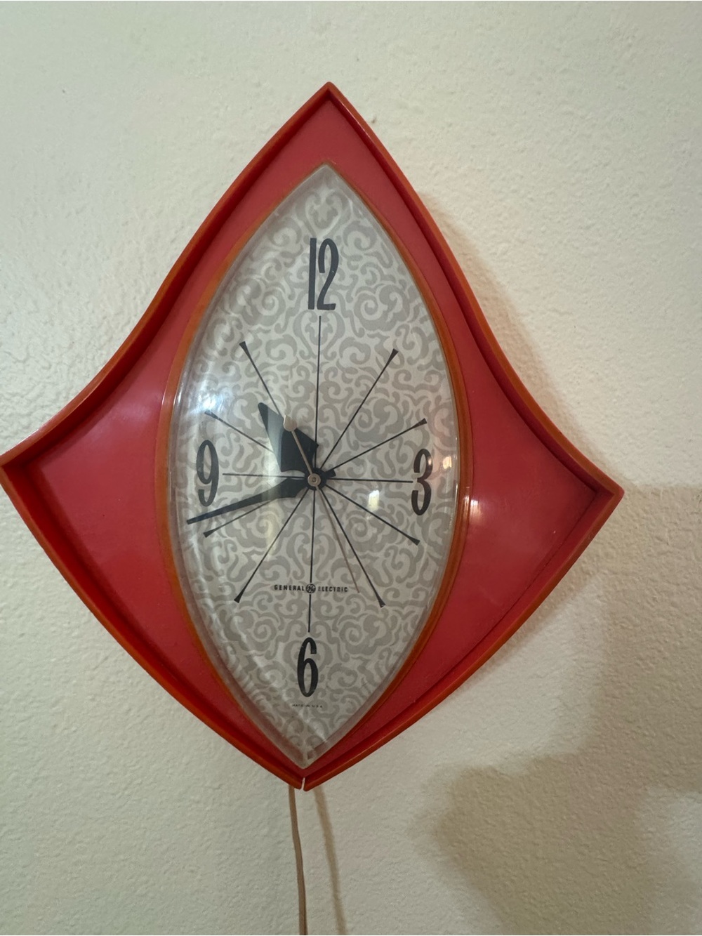 Orange Mid-Century Modern Wall Clock - Decorative Home Accent